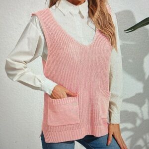 Pink Knit Sweater Vest for Women